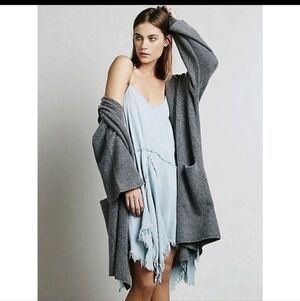 Free People Tattered Up Shred Slip Dress Scoop Neck Asymmetrical Sz XS